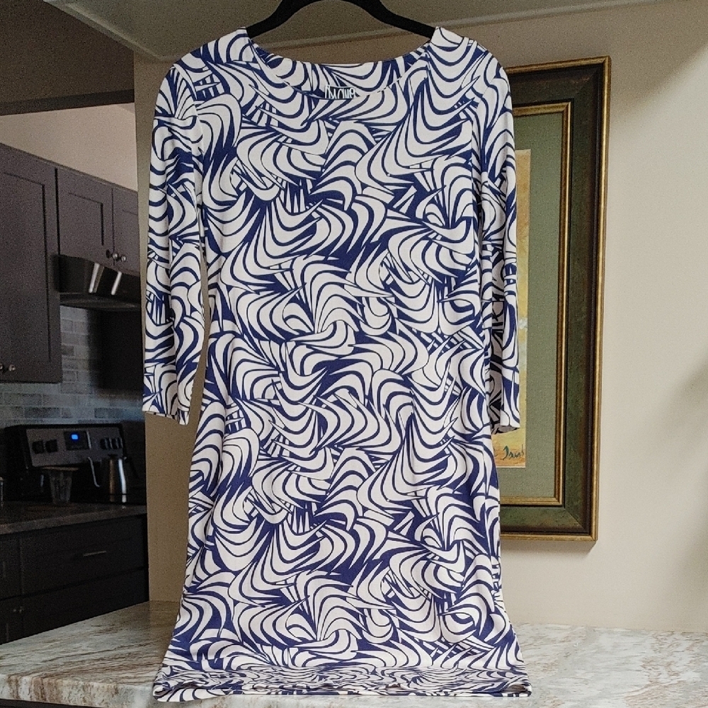 Vintage DVF Saihana Silk Dress Blue & Off-White Size 6/8 - Picture 3 of 16